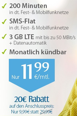 3 GB Bester Handytarif