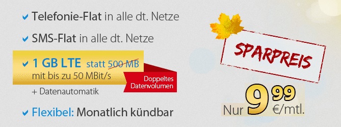 Bester Handytarif mit 1GB Allnet-Flat