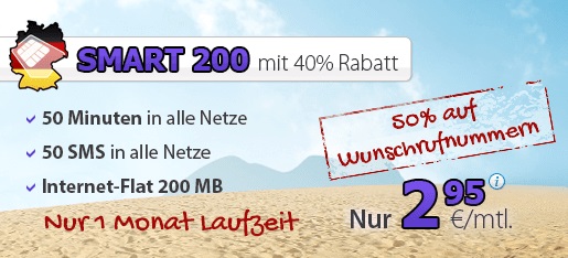 Sehr günstiger Handytarif mit 200MB Datenvolumen