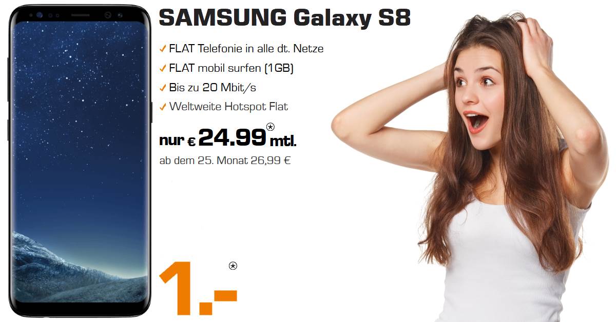 Samsung Galaxy S8 Handyvertrag mit 1 GB