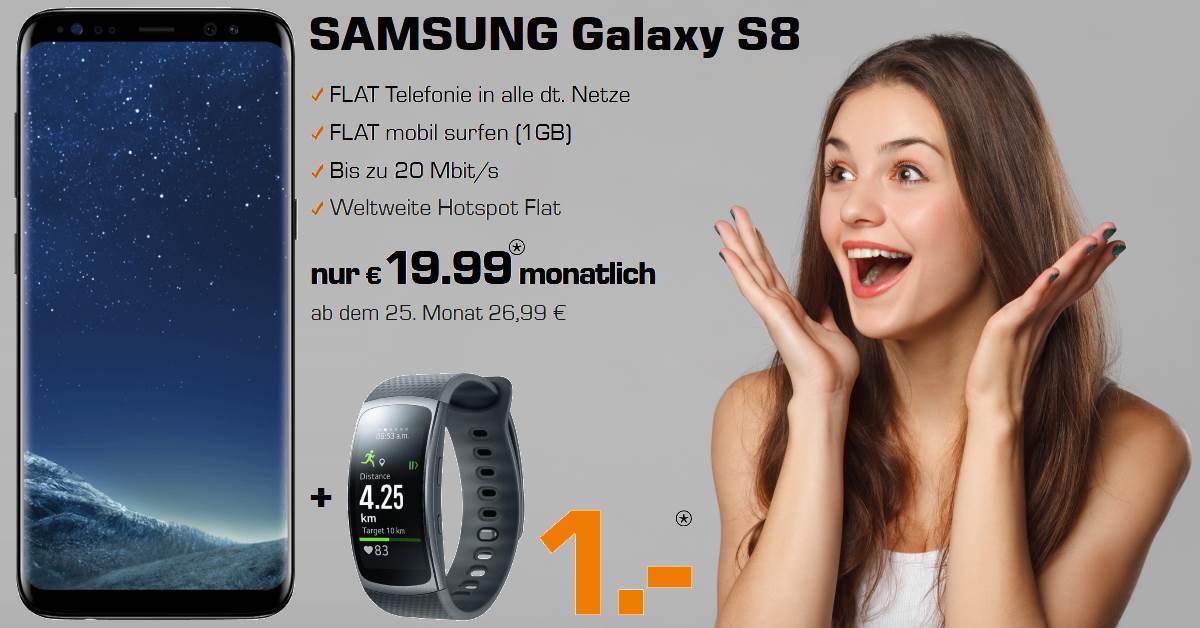 Handy-Tarifvergleich Samsung Galaxy S8 mit Gear Fit2