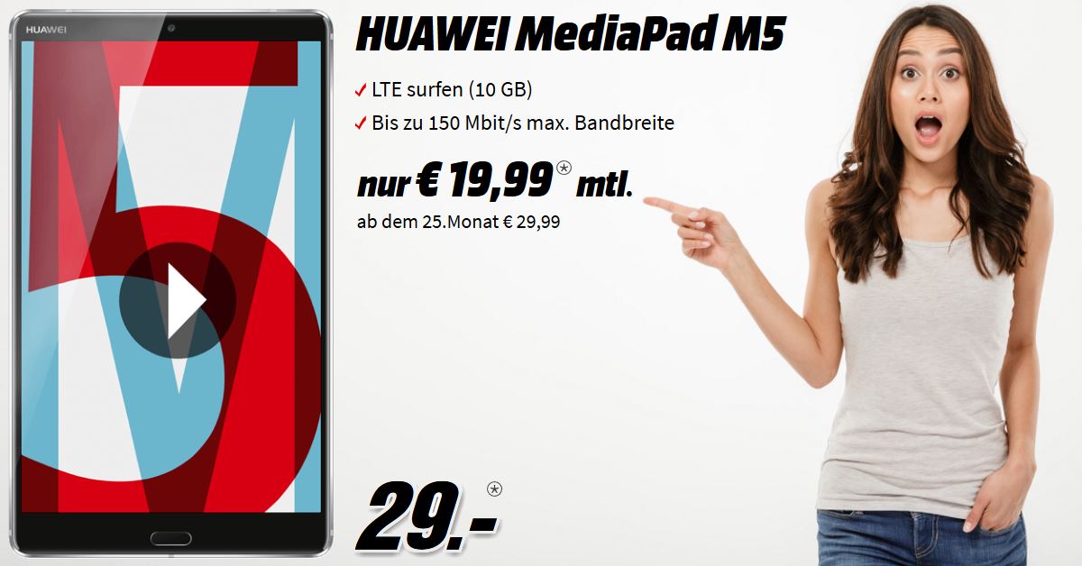 Huawei MediaPad M5 mit 10 GB LTE-Flat im Telekom-Netz