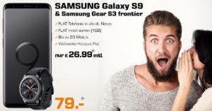 Samsung Galaxy S9 Handyvertrag mit gratis Gear S3 frontier und 1 GB Allnet-Flat im Telekom-Netz