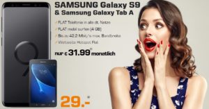 Samsung Galaxy S9 inkl. Galaxy Tab A und 4 GB Allnet-Flat im Top D-Netz