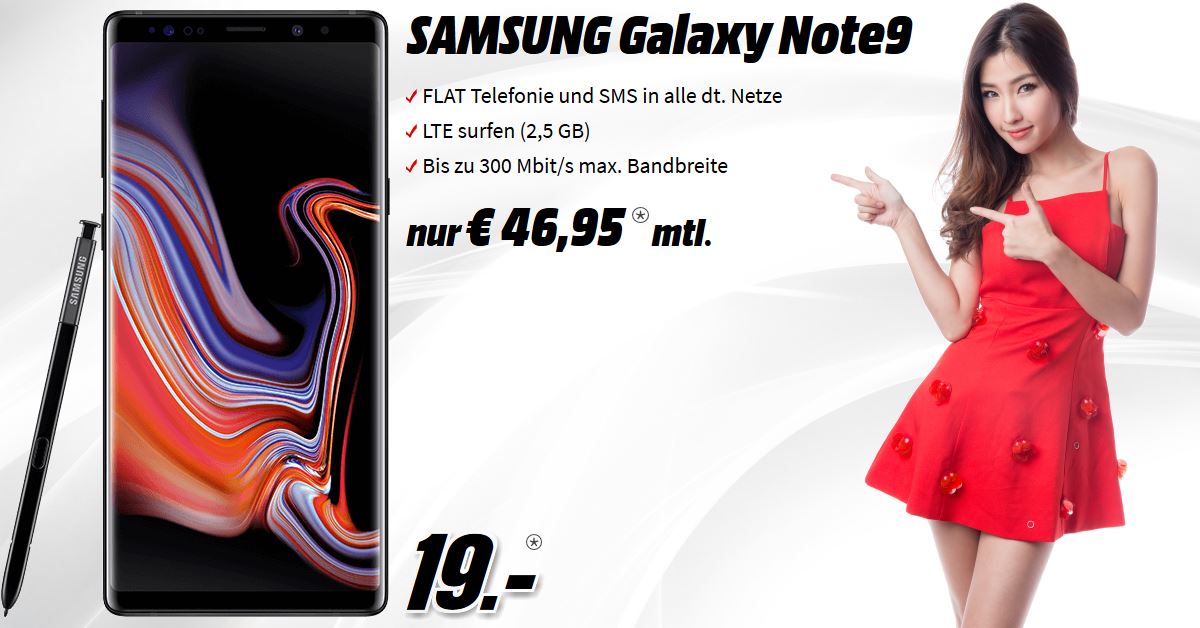 Samsung Galaxy Note 9 Handyvertrag inkl. Telekom-Magenta Mobil S EU