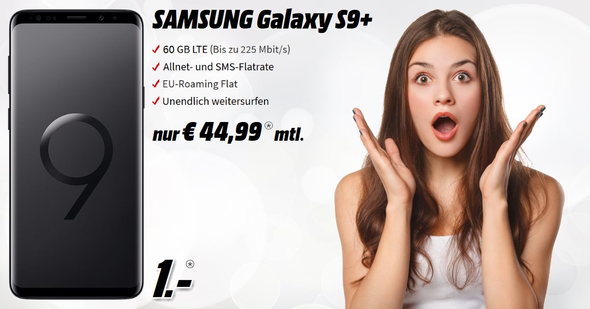Samsung Galaxy S9 Plus Mega-Deal mit 60 GB LTE