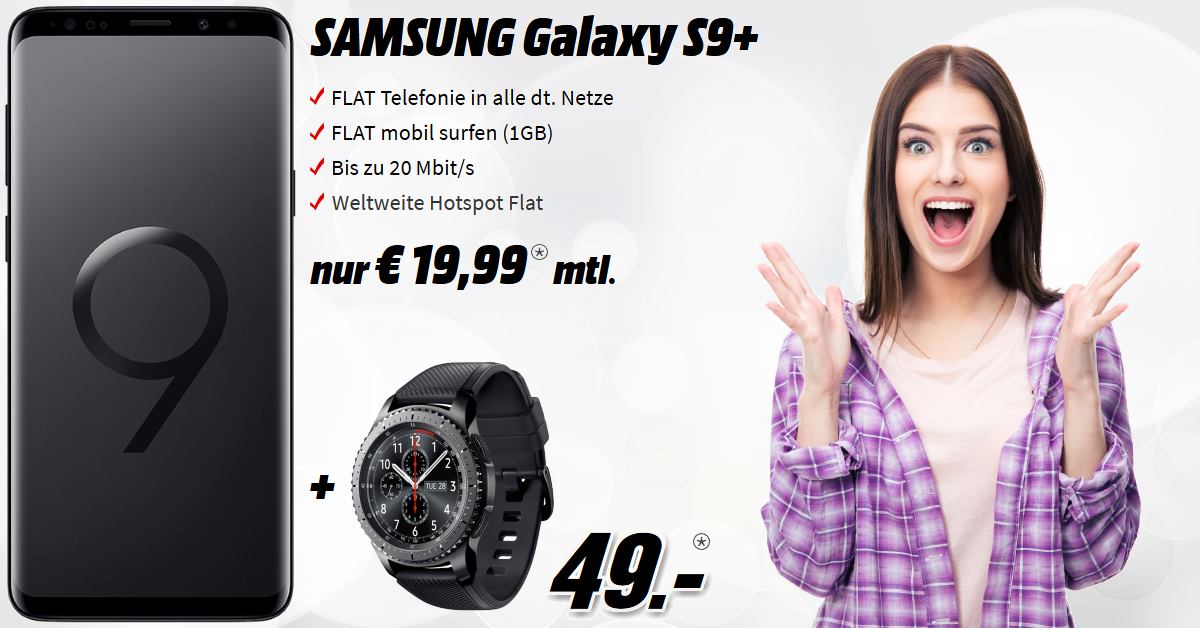 Samsung Galaxy S9+ Handyvertrag mit Gear S3 - Red-Sale-Top-Deal