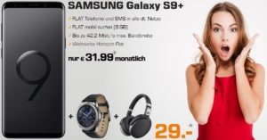 Galaxy S9+ Top-Handyvertrag mit Gear S3 Frontier und Sennheiser HD 4.50