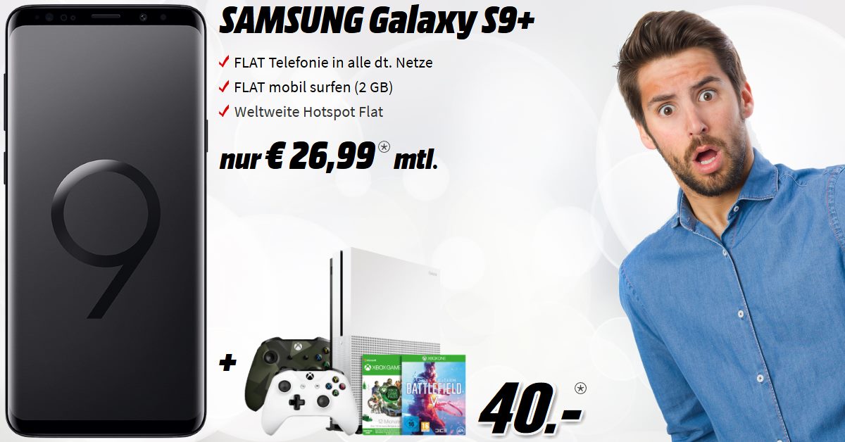 Galaxy S9 Plus Handyvertrag mit Xbox One S Bundle und 2 GB Allnet-Flat