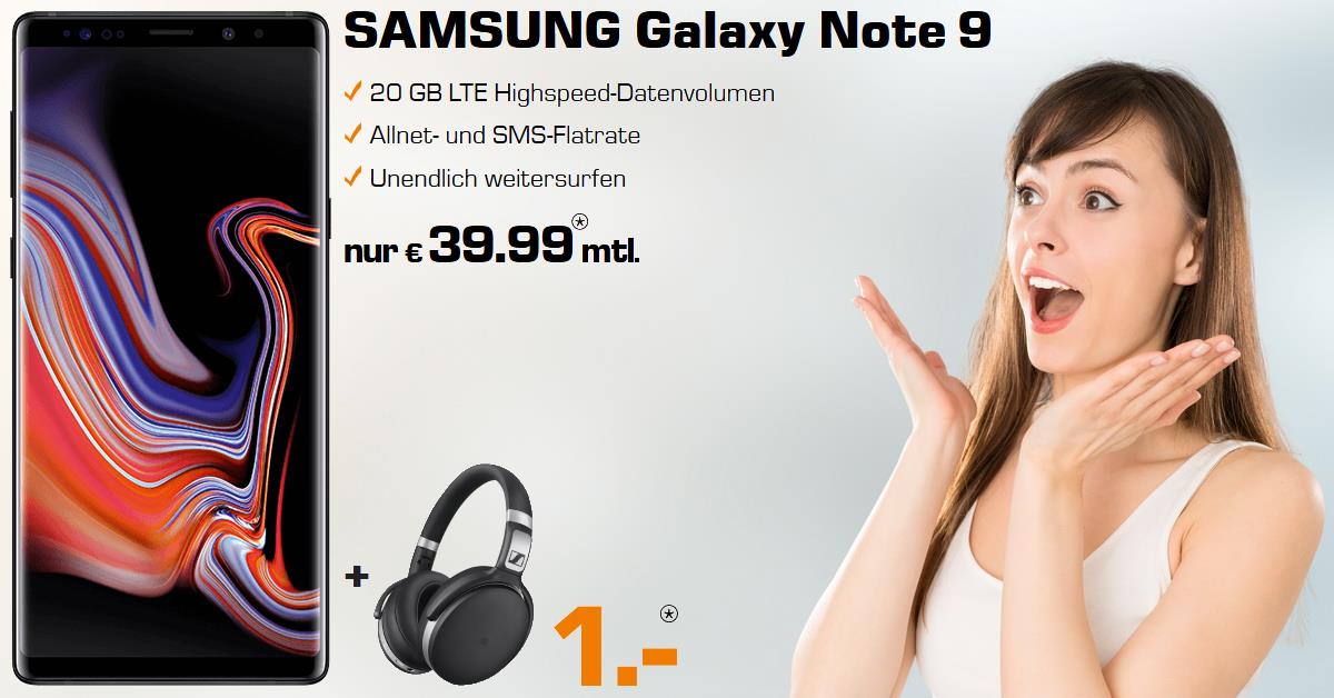 Handy Tarifvergleich - Galaxy Note 9 Handyvertrag mit Sennheiser HD 4.50
