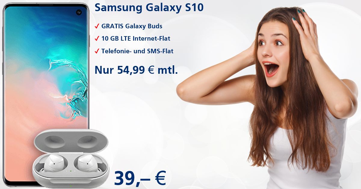 Handy-Tarifvergleich - Galaxy S10 Handyvertrag mit gratis Galaxy Buds