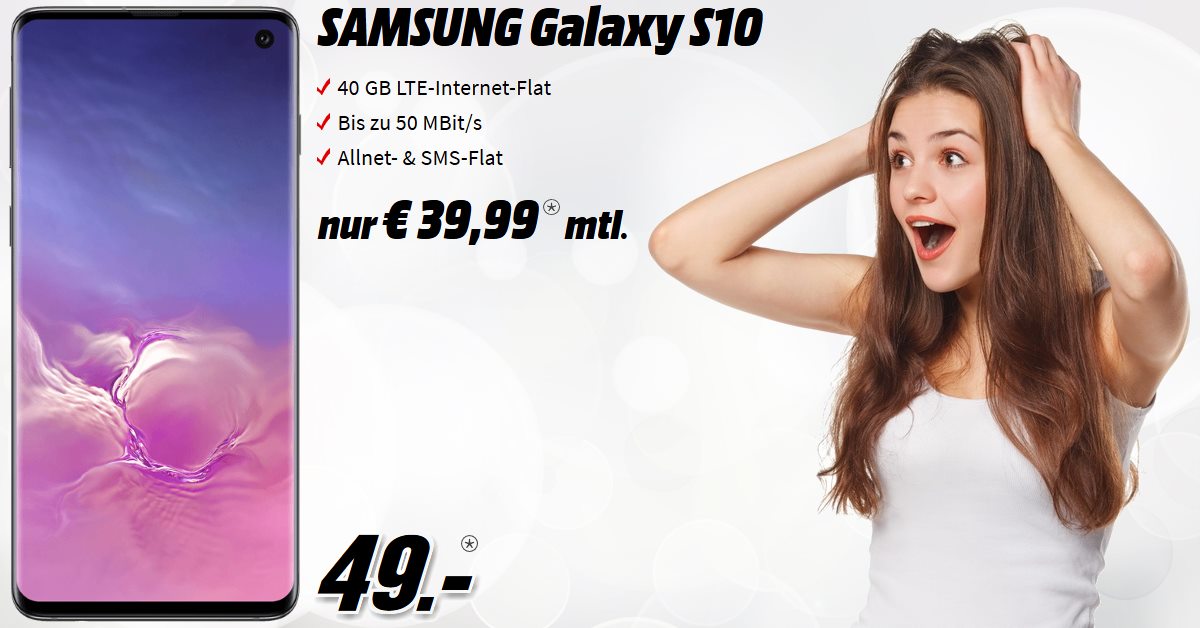 Galaxy S10 Handyvertrag inkl. 40 GB LTE Allnet-Flat