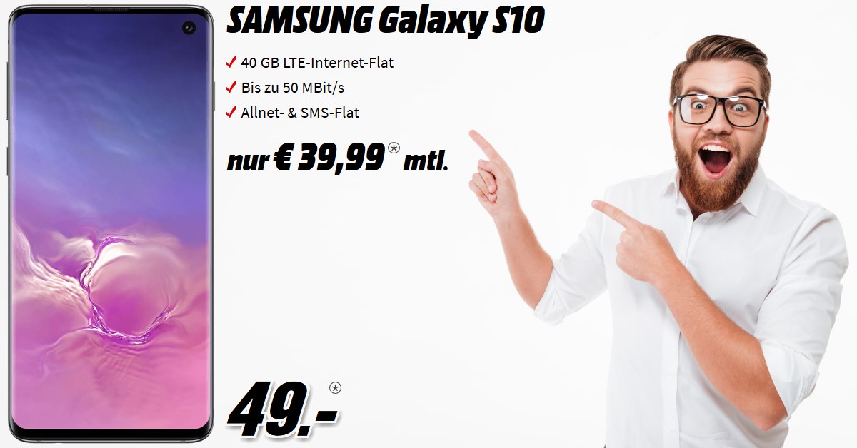Samsung Galaxy S10 Handyvertrag inkl. 40 GB LTE Allnet-Flat