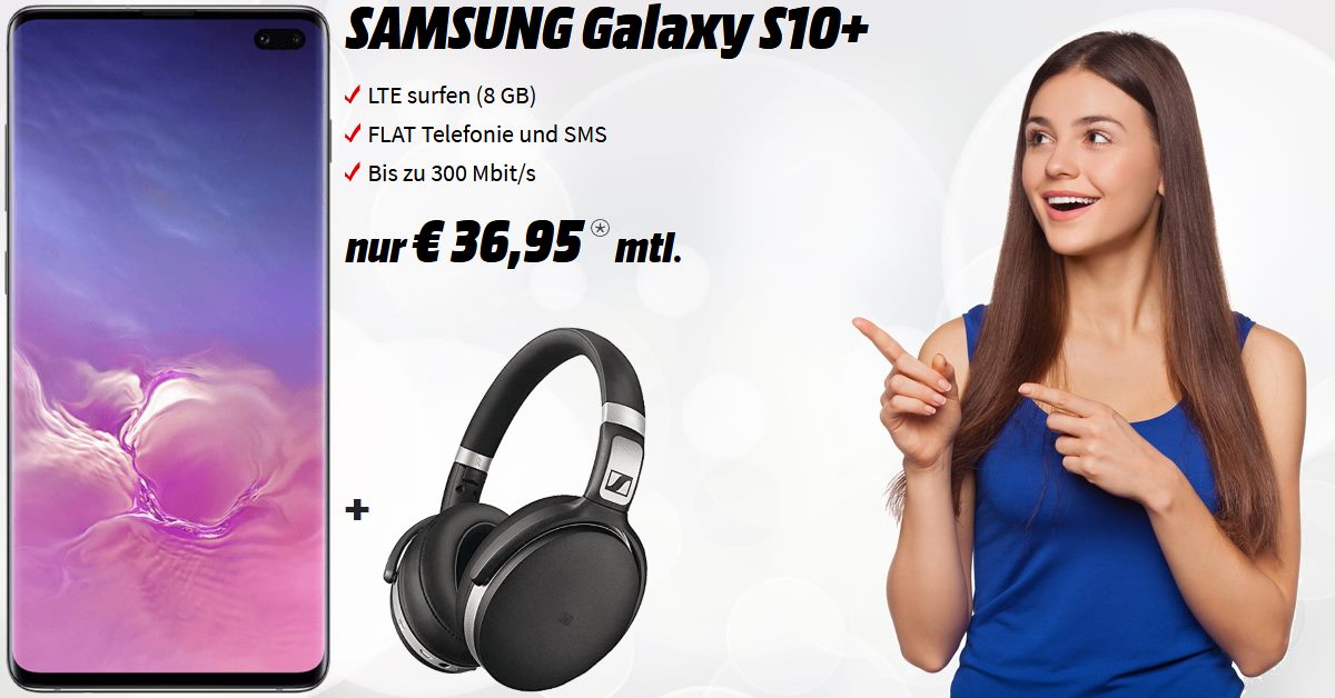 Galaxy S10 Plus inkl. Sennheiser HD und 8 GB LTE Allnet-Flat