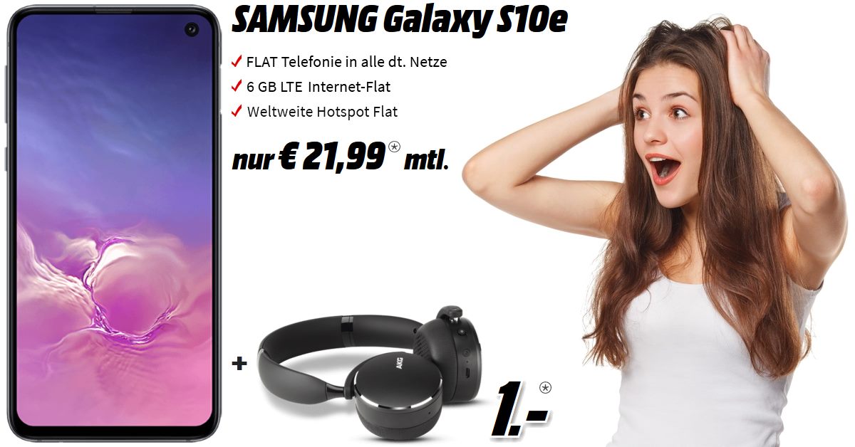 Handy-Tarifvergleich - Galaxy S10e inkl. AKG Y500 und 6 GB LTE Allnet-Flat