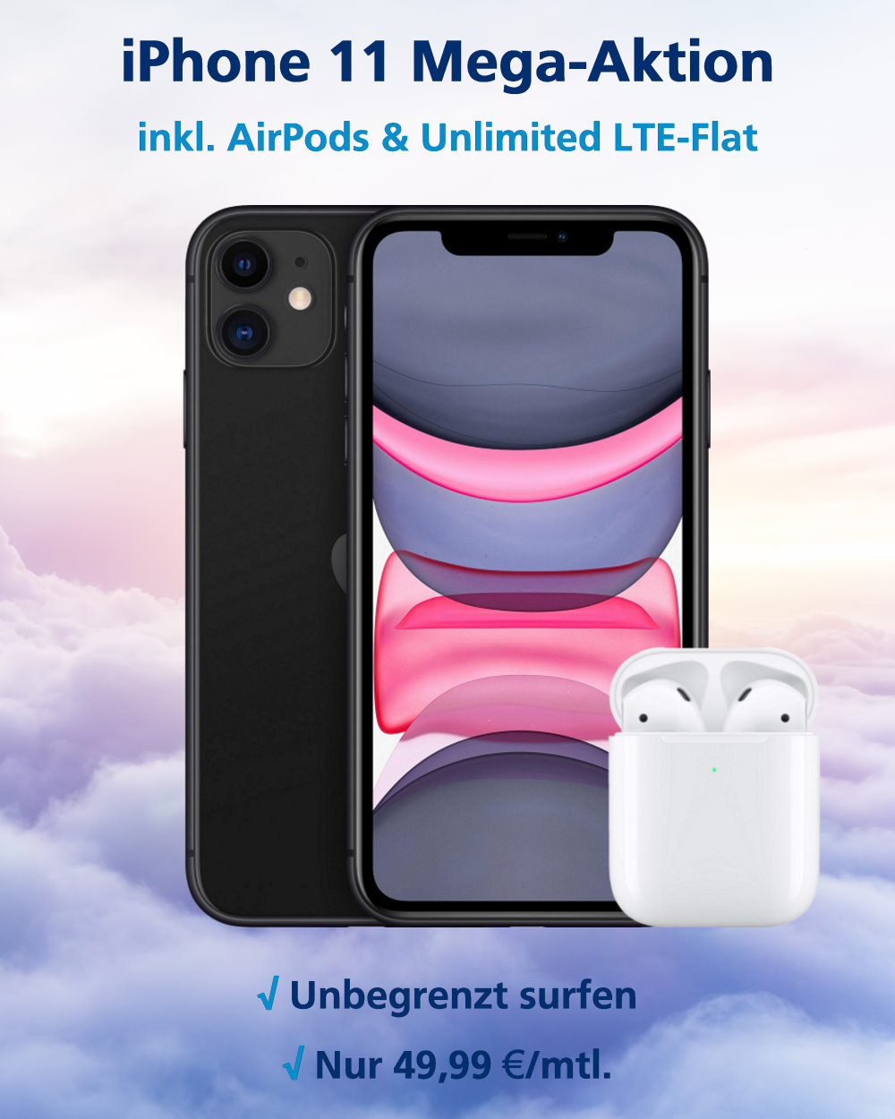 iPhone 11 mit Airpods 2 und o2 Free Unlimited Max zum Bestpreis