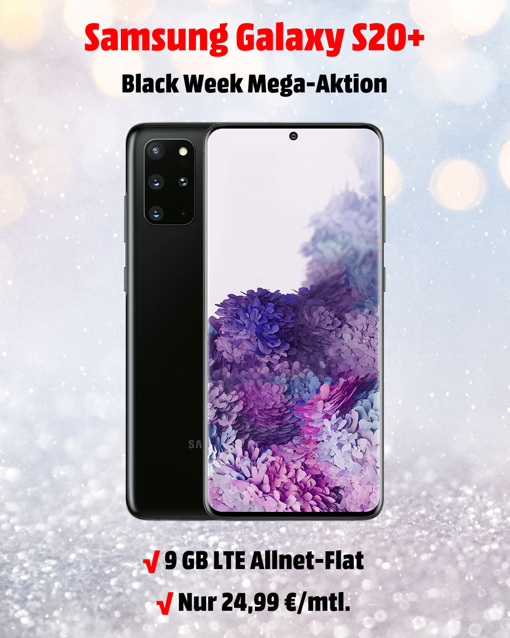 Galaxy S20 Plus Handyvertrag mit 9 GB LTE Allnet-Flat - Black Week Aktion