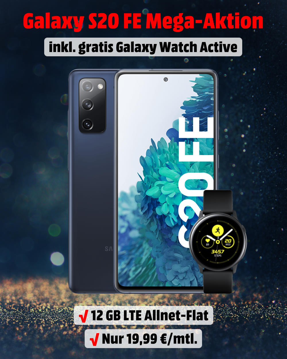 Galaxy S20 FE inkl. Galaxy Watch Active und 12 GB LTE Allnet-Flat Handy-Tarifvergleich