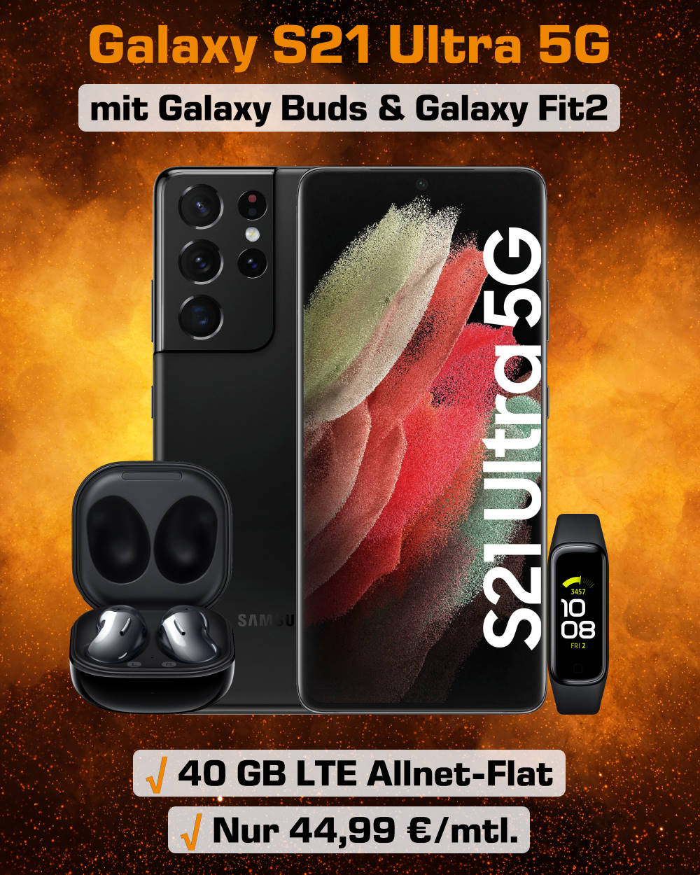 Galaxy S21 Ultra 5G inkl. 40 GB LTE Allnet-Flat im Top D-Netz zum absoluten Bestpreis