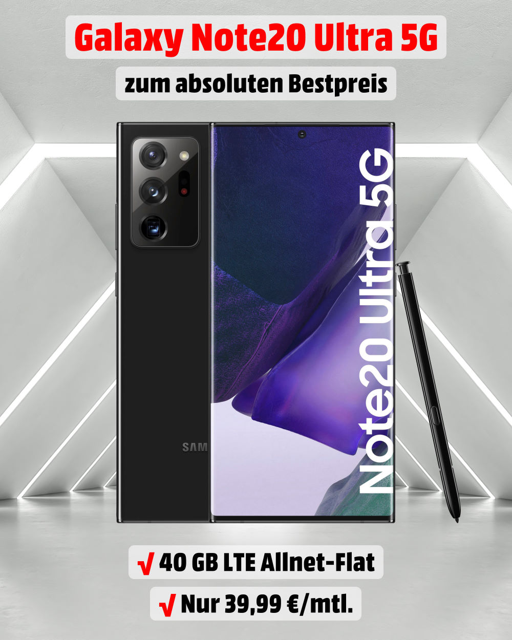 Galaxy Note20 Ultra 5G inkl. 40 GB LTE Allnet-Flat zum absoluten Bestpreis