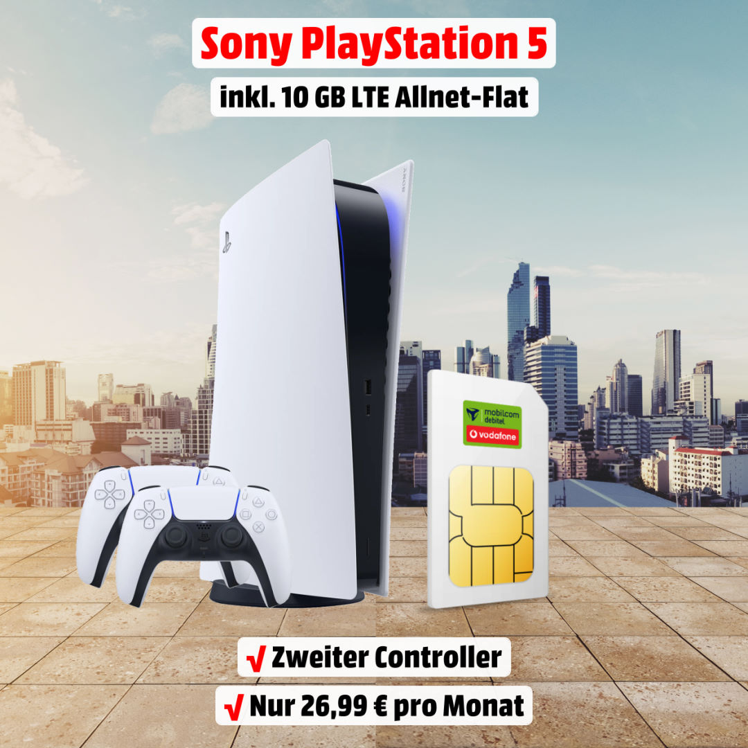 Playstation 5 Digital Edition inkl. zweitem Controller und 10 GB LTE Allnet-Flat zum absoluten Bestpreis