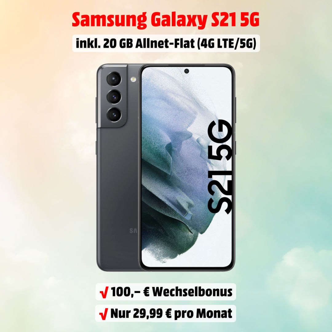 Galaxy S21 5G inkl. 20 GB 5G LTE Allnet-Flat zum unschlagbaren Preis