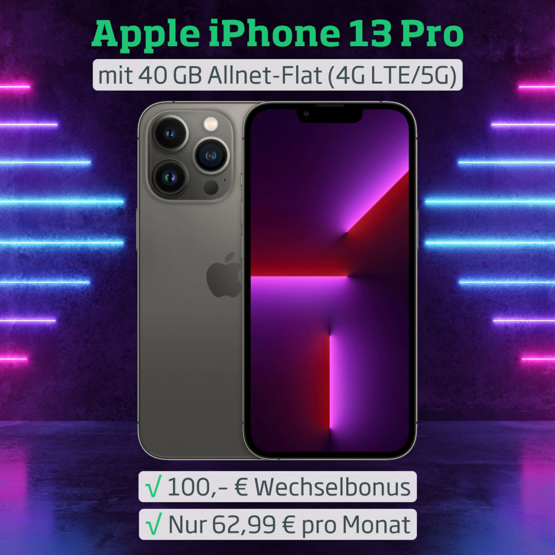 iPhone 13 Pro Vertrag inkl. 40 GB Allnet-Flat zum Top-Preis