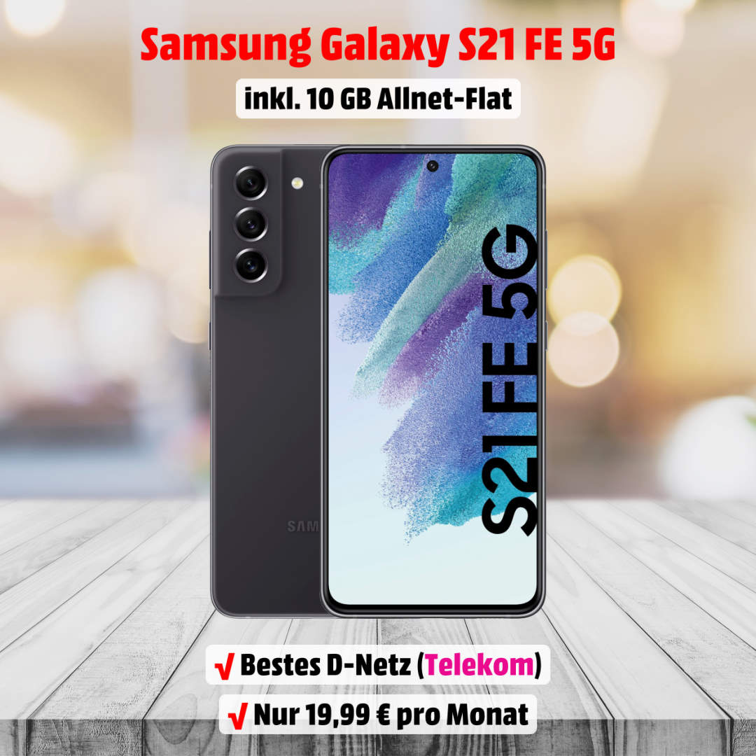 Galaxy S21 FE 5G inklusive 10 GB Allnet-Flat im besten D-Netz der Telekom