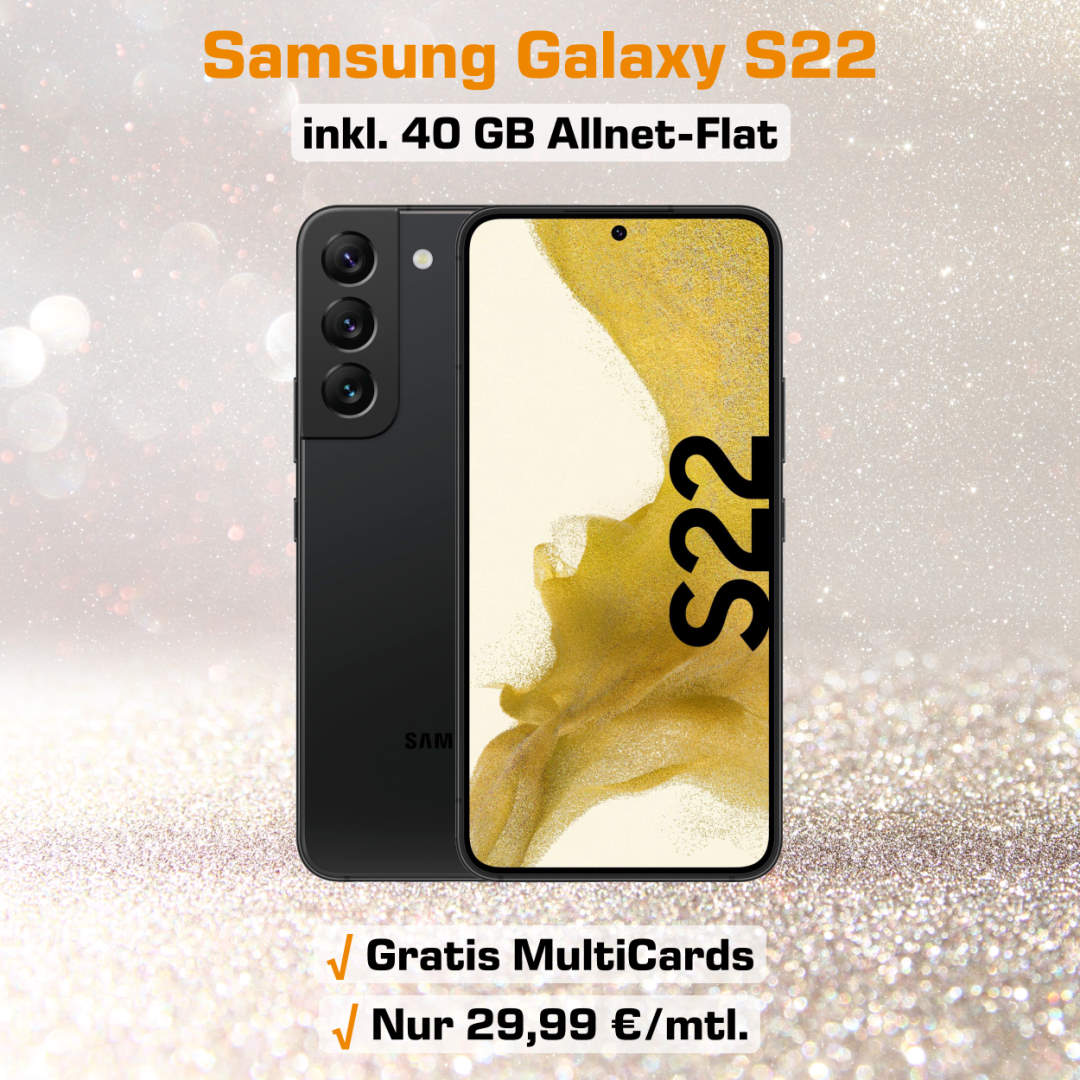Galaxy S22 mit Vertrag inkl. 40 GB Allnet-Flat im Top D-Netz zum Bestpreis