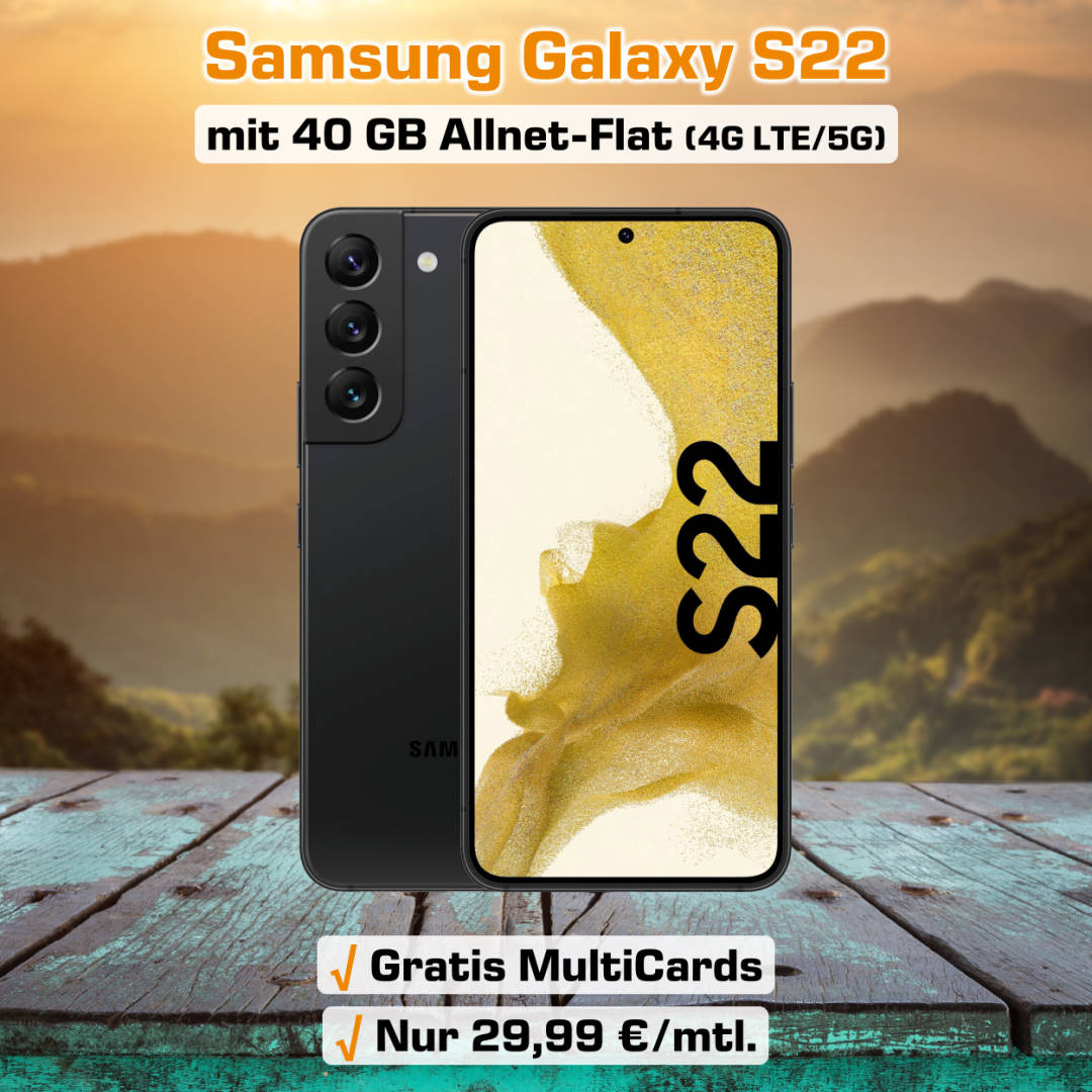 Galaxy S22 Handyvertrag inkl. 40 GB Allnet-Flat