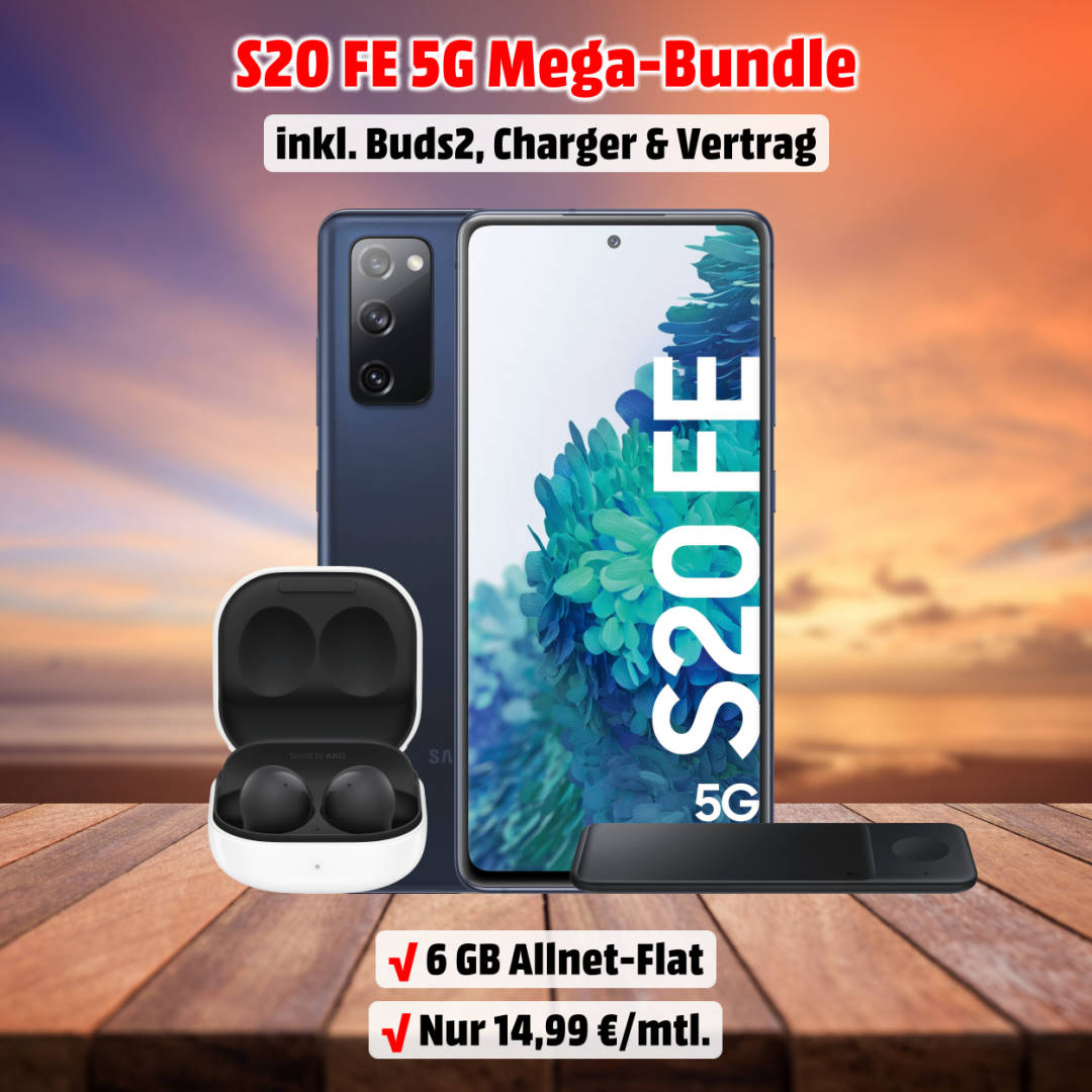 S20 FE 5G inkl. Galaxy Buds2, Wireless Charger Trio & 6 GB Allnet-Flat zum Bestpreis
