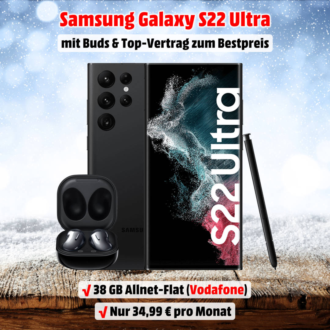 Galaxy S22 Ultra inkl. Galaxy Buds Live und 38 GB Allnet-Flat zum absoluten Bestpreis