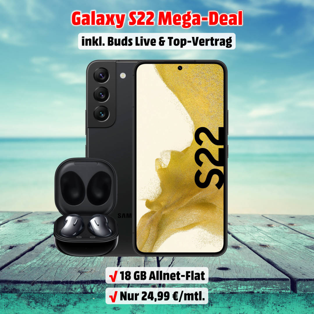 Galaxy S22 inkl. Galaxy Buds Live und 18 GB Allnet-Flat zum absoluten Bestpreis