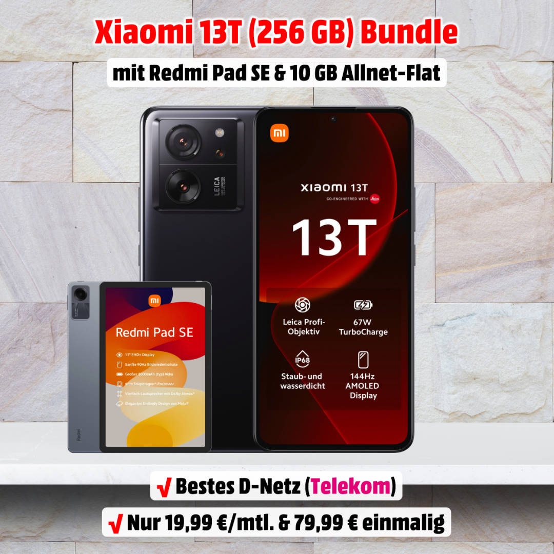Xiaomi 13T mit Vertrag und gratis Redmi Pad SE