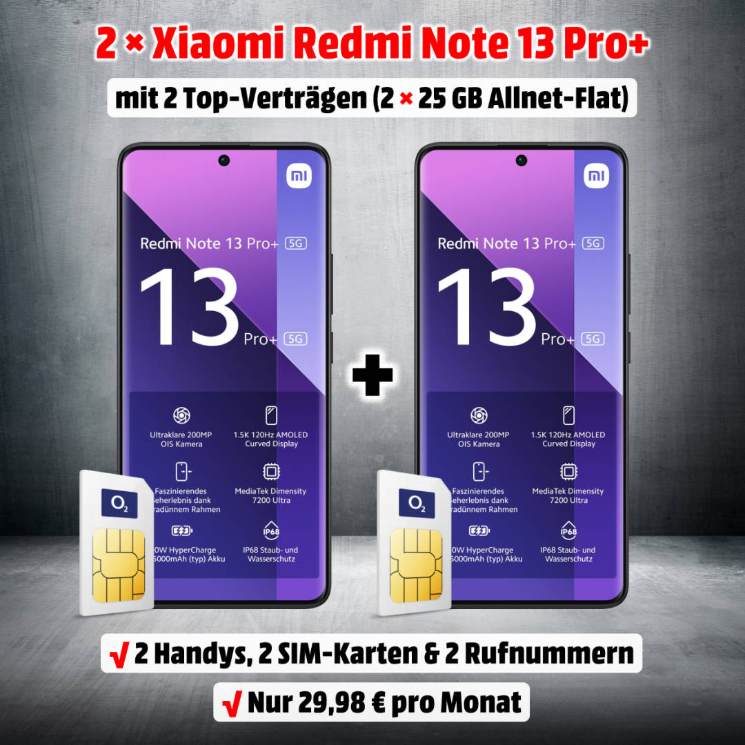 2x Xiaomi Redmi Note 13 Pro+ 5G - Doppelkartenaktion