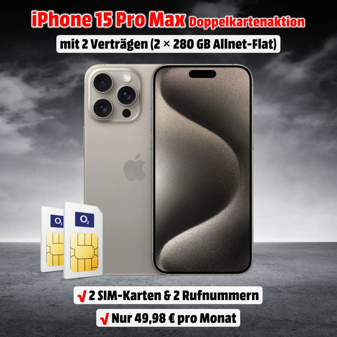 iPhone 15 Pro Max mit Vertrag - Doppelkartenaktion