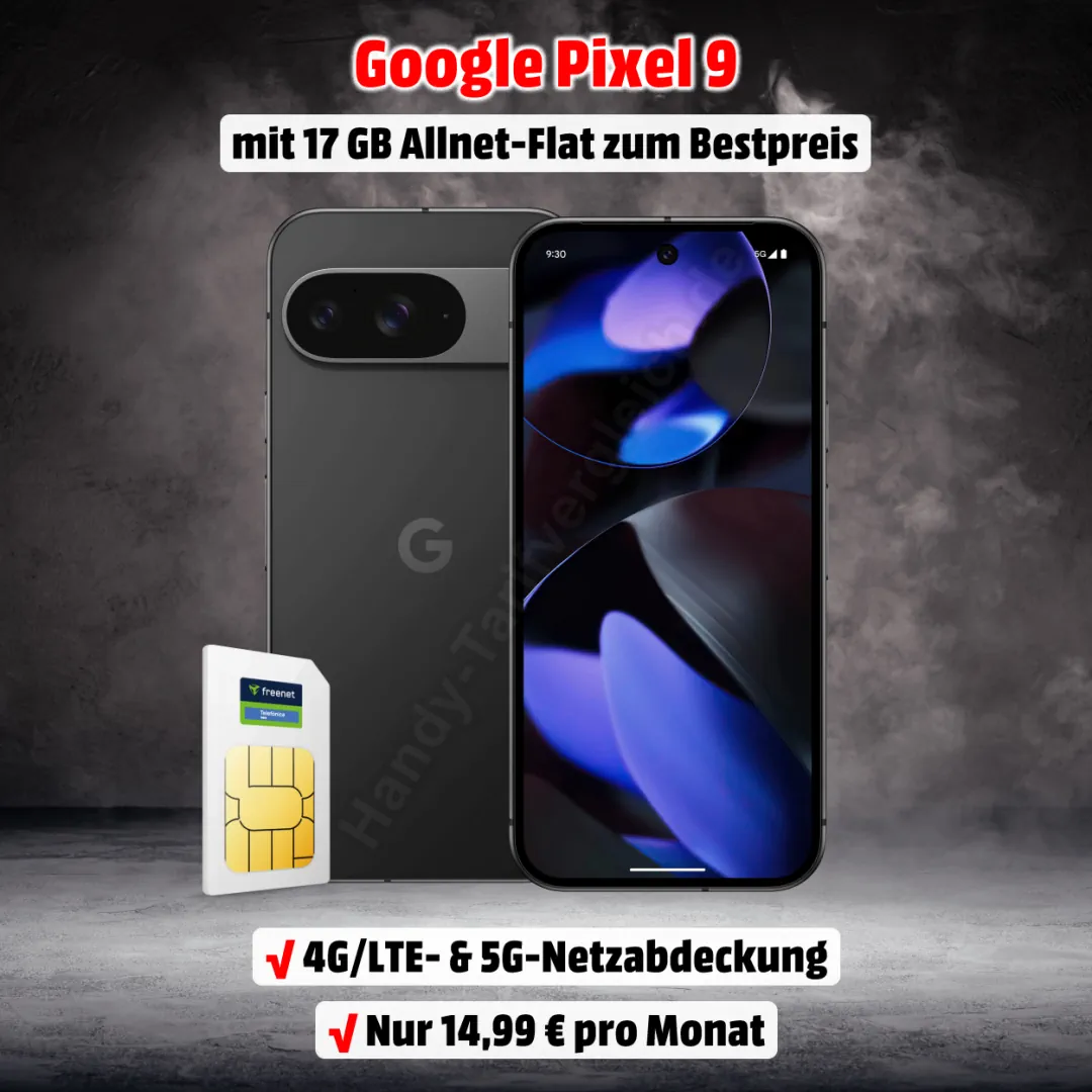 Google Pixel 9 mit Vertrag inkl. 17 GB Allnet-Flat im Netz von o2