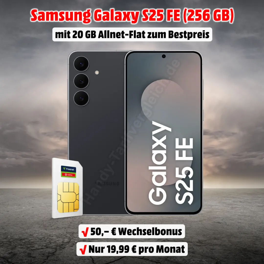 Galaxy S25 FE (256 GB) mit Vertrag inkl. 20 GB Allnet-Flat im D-Netz von Vodafone