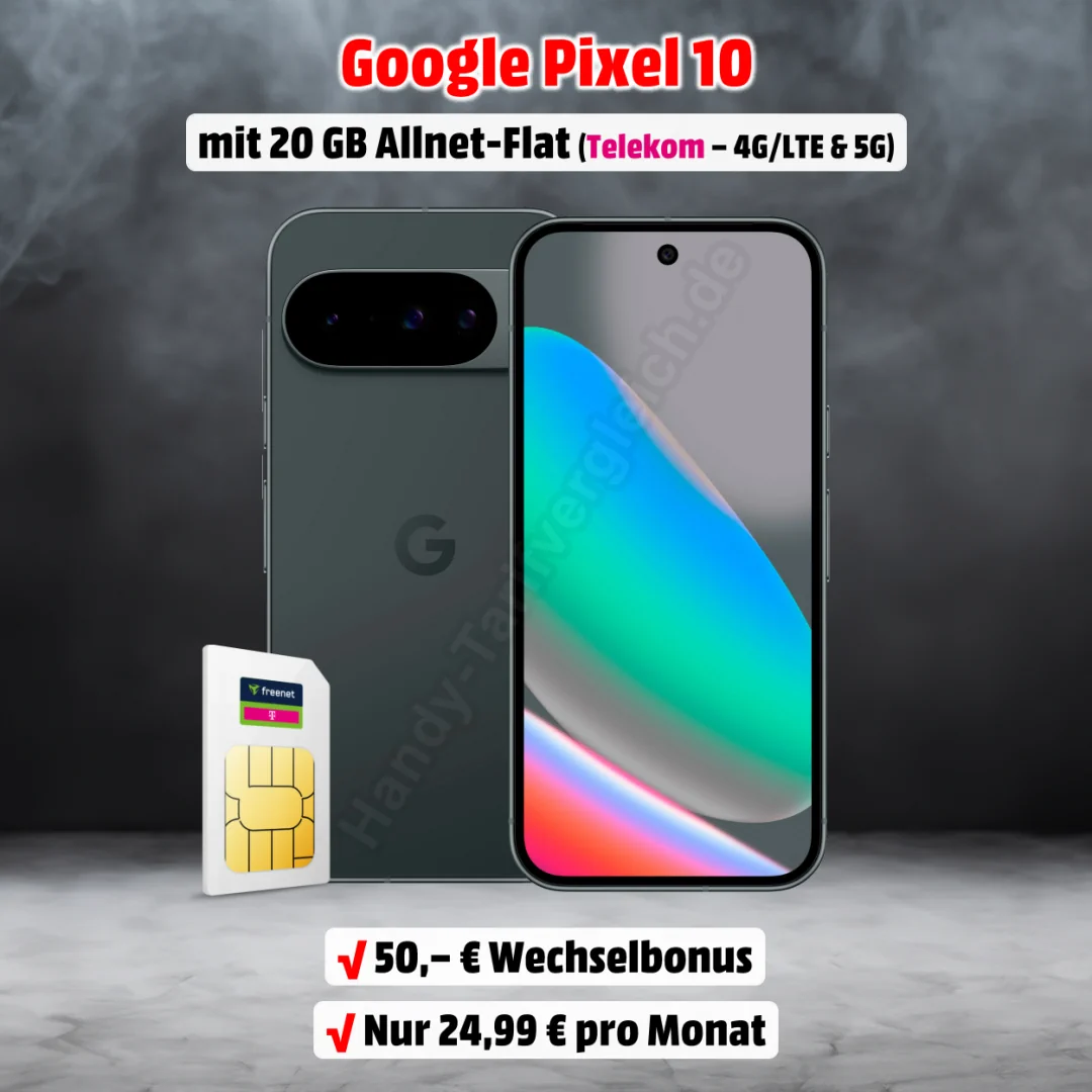 Google Pixel 10 mit Vertrag im besten D-Netz der Telekom