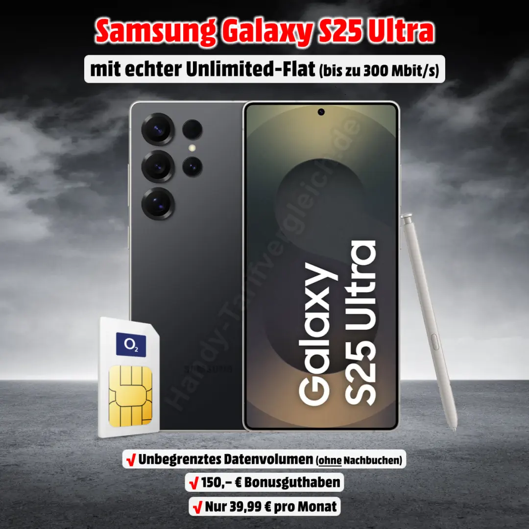 Samsung Galaxy S25 Ultra mit Handyvertrag inkl. echter Unlimited-Flat im O2-Netz