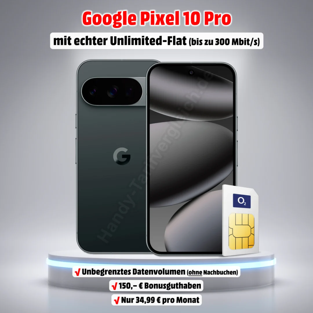 Google Pixel 10 Pro mit Vertrag inkl. echter Unlimited-Flat im o2-Netz von Telefónica