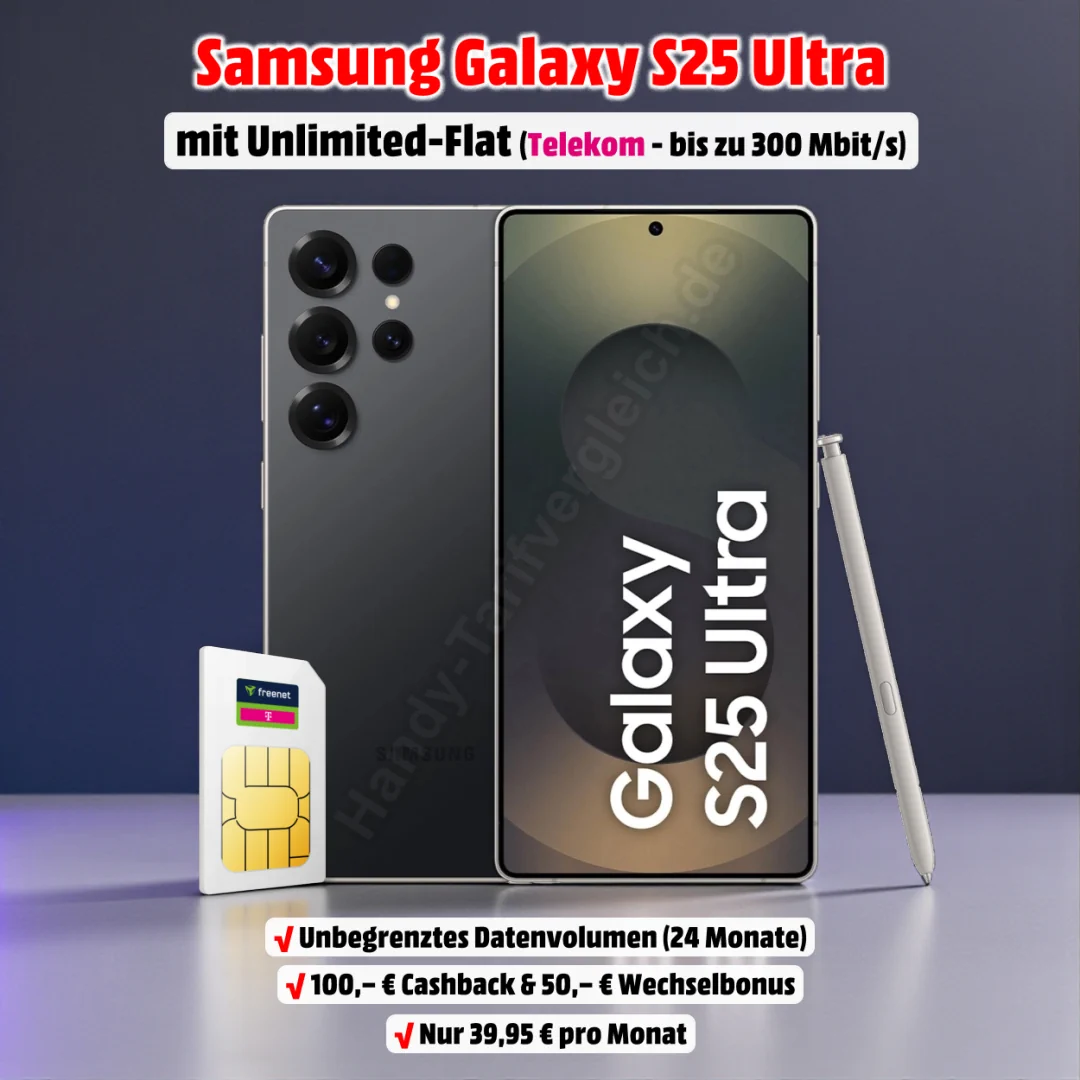 Samsung Galaxy S25 Ultra mit Vertrag und echter Unlimited-Flat im besten Telekom-Netz