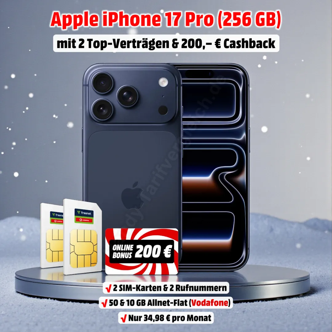 Apple iPhone 17 Pro mit 2 Verträgen im Top D-Netz von Vodafone und 200 Euro Cashback