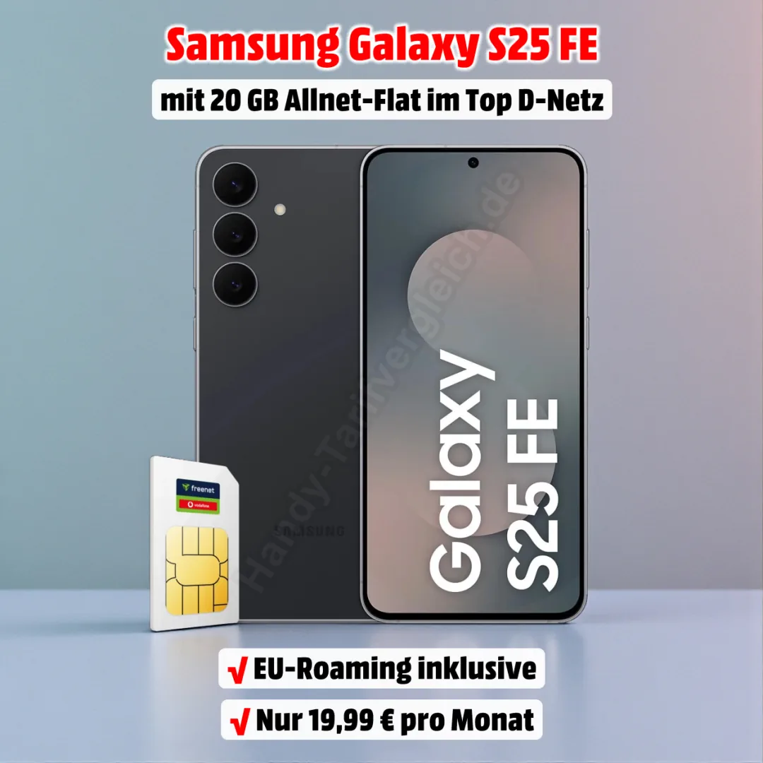 Samsung Galaxy S25 FE mit Vertrag inkl. 20 GB Allnet-Flat im Top D-Netz von Vodafone