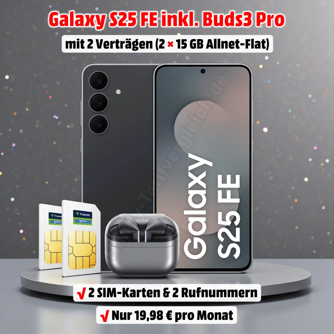 Samsung Galaxy S25 FE mit 2 Top-Verträgen im Netz von o2 und gratis Galaxy Buds3 Pro