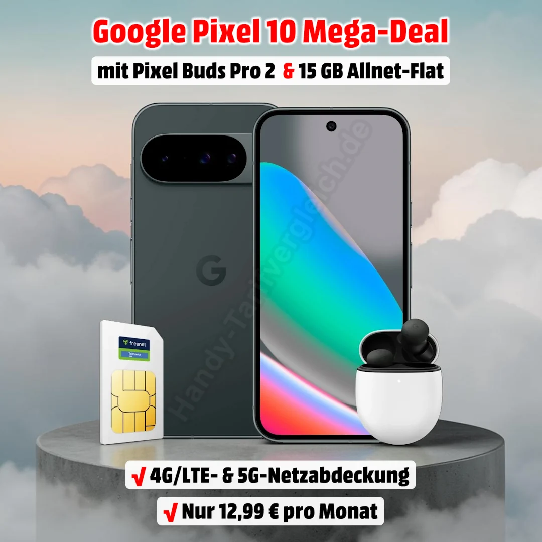 Google Pixel 10 mit Vertrag und gratis Google Pixel Buds Pro 2