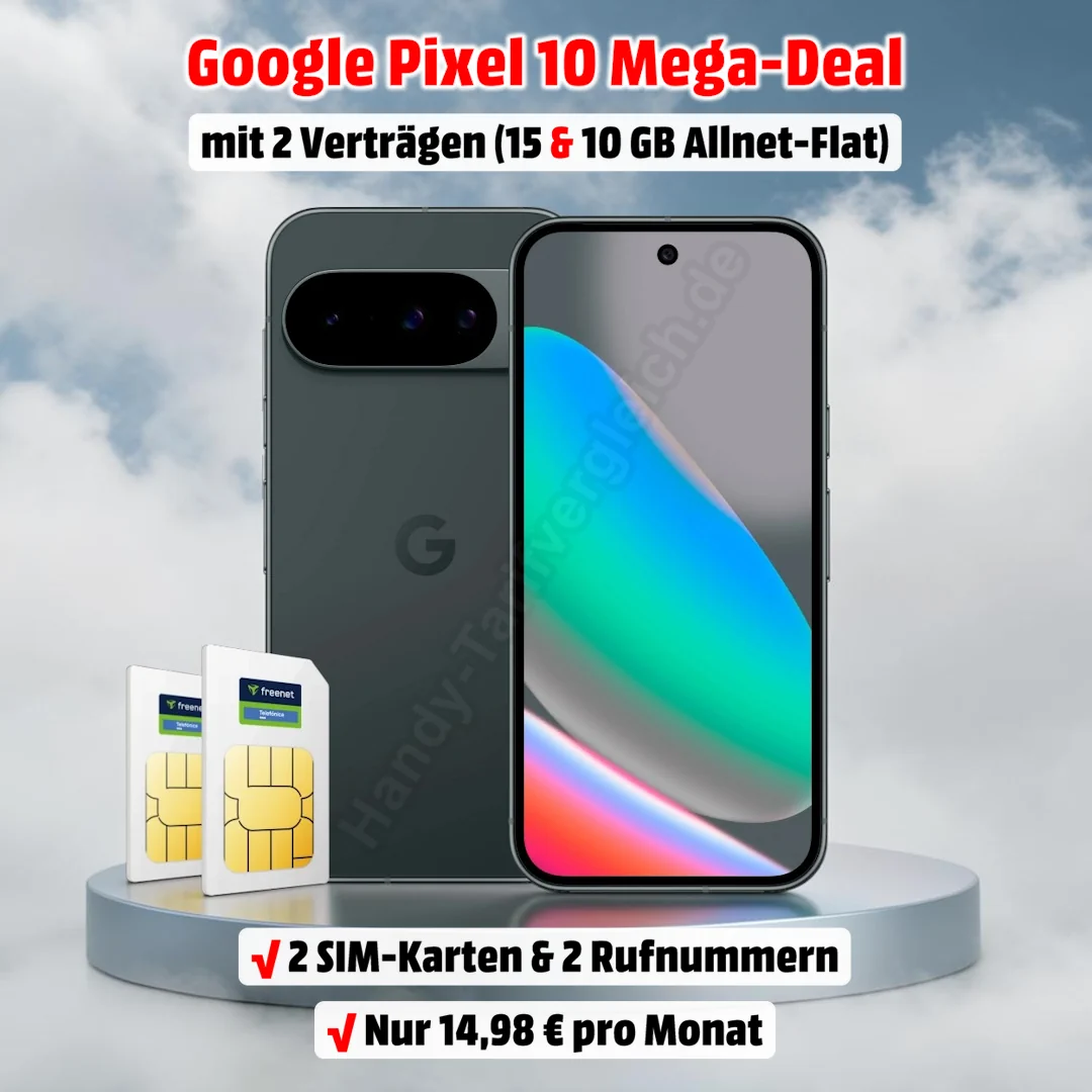 Google Pixel 10 mit Google Pixelsnap und zwei Verträgen im Netz von o2