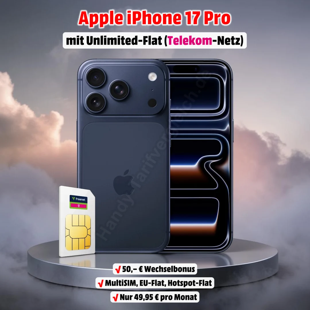 iPhone 17 Pro mit Vertrag im Telekom-Netz und Unlimited-Datenvolumen für 24 Monate