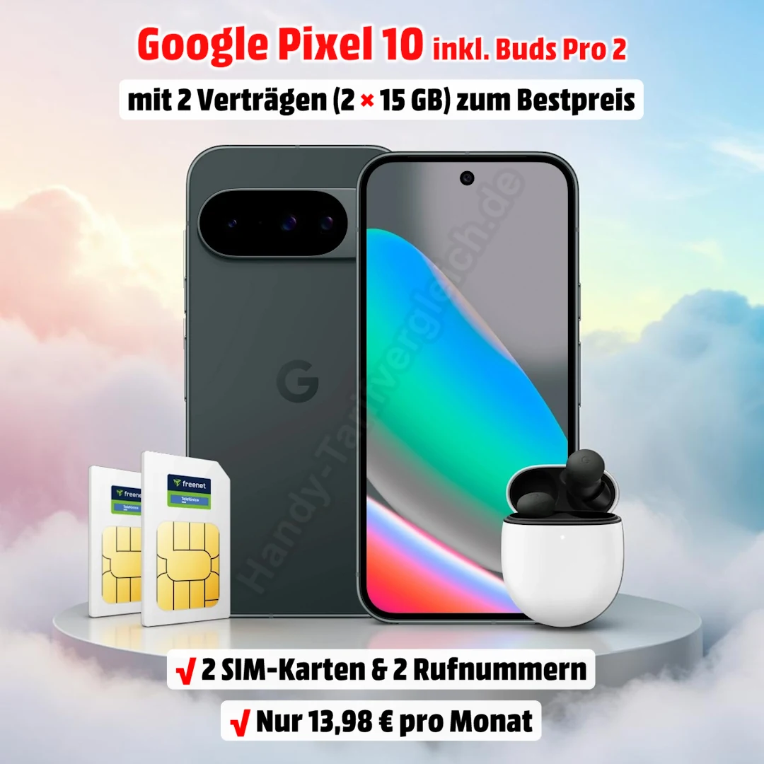 Google Pixel 10 inkl. Pixel Buds Pro 2 und 2 Top-Verträgen