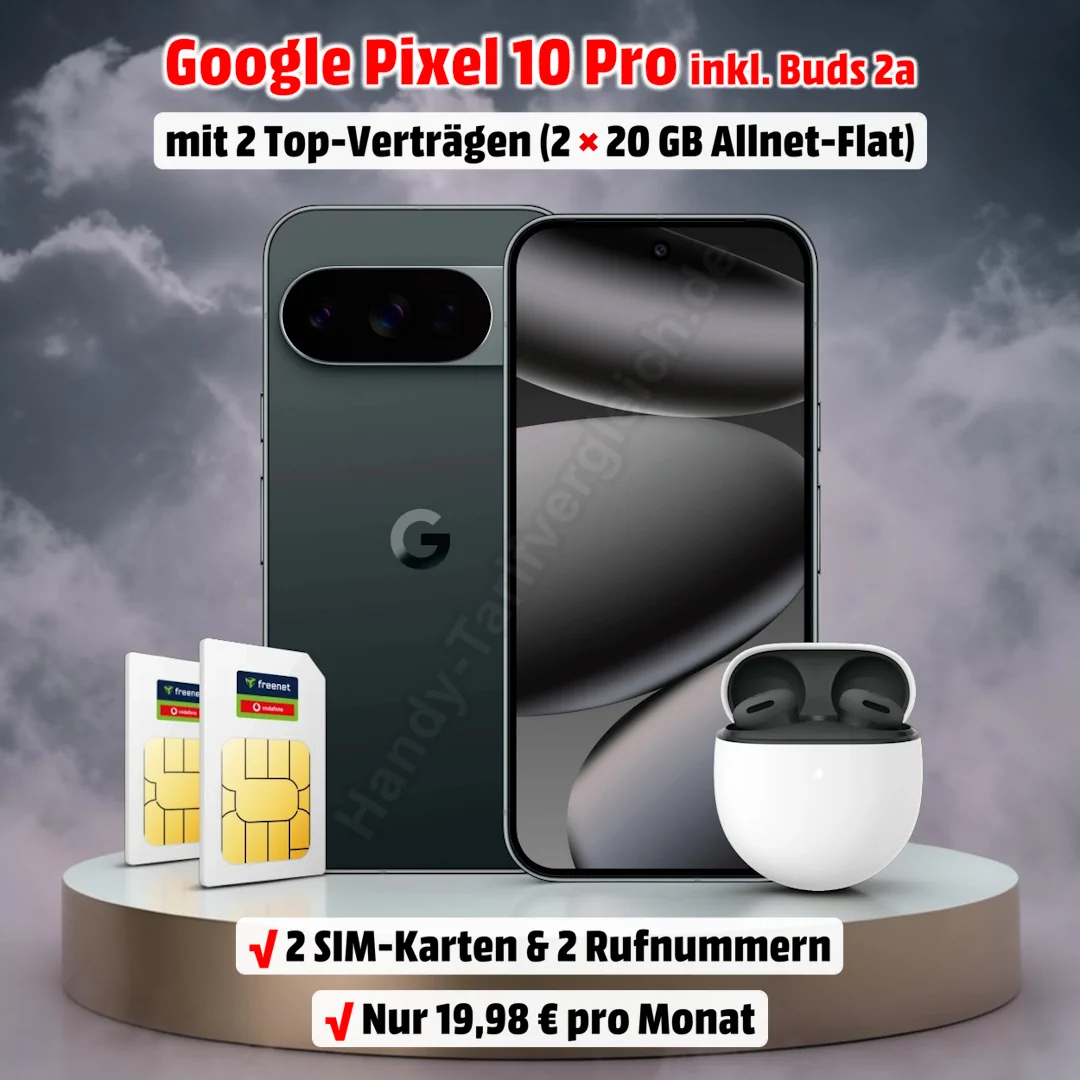 Google Pixel 10 Pro inkl. Buds 2a und 2 Verträgen im D-Netz von Vodafone